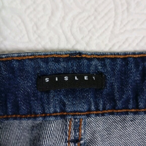 SISLE Jeans Distressed Patched Knee Hole Women's 30W Dark Wash Cuffed Skinny - Picture 2 of 14